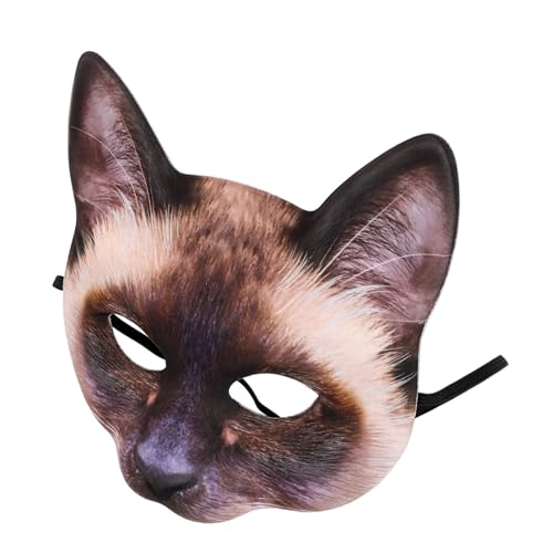 PACKOVE Cosplay Katzenmaske Halbgesicht aus EVA und Stoff Braun Siamkatze für Halloween Karneval Kostüm Maskenball Unisex Tiermaske Partyaccessoire PACKOVE Cosplay Katzenmaske Halbgesicht aus EVA und Stoff Braun Siamkatze für Halloween Karneval Kostüm Maskenball Unisex Tiermaske Partyaccessoire von PACKOVE