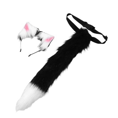 PACKOVE Cosplay Katzenohren Stirnband und Plüsch Katzenschwanz Set Realistisch Weiches Tierkostüm Zubehör für Damen und Mädchen für Halloween Tierparty und Cosplay Events von PACKOVE