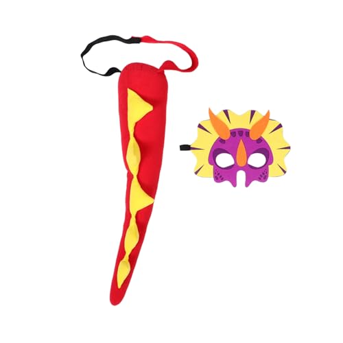 PACKOVE Dinosaurier Kostüm für Realistisches Dino Tail und Maske Set aus Leichtem Atmungsaktivem Material Bequemes Cosplay Zubehör für Geburtstagsfeiern Schulveranstaltungen und von PACKOVE