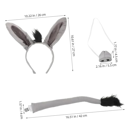 PACKOVE Donkey Kostüm Set Erwachsene Weiches Bequemes Tierkostüm mit Ohren Stirnband Nase und Fliege Einfaches Anziehen für Halloween Karneval Party Farm Tier Verkleidung von PACKOVE