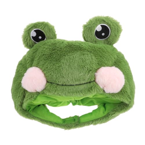 PACKOVE Flauschiger Frosch Kopf Hut für Kostümpartys Tier Cosplay Mütze mit Verstellbarem Umfang Perfektes Accessoire für Fotoshootings und Besondere Anlässe Design für Grün von PACKOVE
