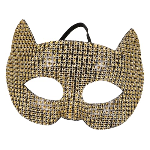 PACKOVE Goldene Katzenmaske mit Strasssteinen Leichte Cosplay Maske für Erwachsene Dekorative Tiermaske für Halloween Kostümparty Maskerade und Bühnenauftritte PACKOVE Goldene Katzenmaske mit Strasssteinen Leichte Cosplay Maske für Erwachsene Dekorative Tiermaske für Halloween Kostümparty Maskerade und Bühnenauftritte von PACKOVE