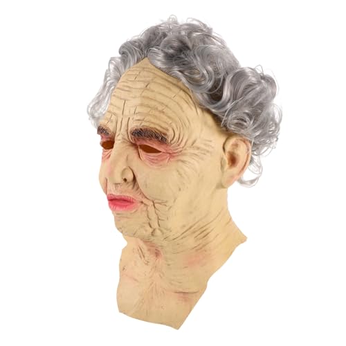 PACKOVE Großmuttermaske Mit Perücke Für Halloween-kostüm Vollkopfmaske Für Cosplay Kurze Lockige Perücke Für Partys Und Festivals PACKOVE Großmuttermaske Mit Perücke Für Halloween-kostüm Vollkopfmaske Für Cosplay Kurze Lockige Perücke Für Partys Und Festivals von PACKOVE