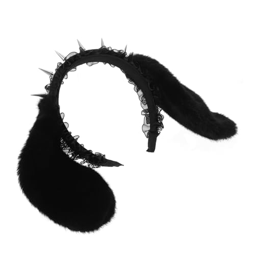 PACKOVE Halloween Bunny Ohrreif Stirnband Gothic Punk Spitzen Nietenbesetzte Hasenohren Haarreif Komfortabel für Frauen und Mädchen Vielseitig für Party Cosplay-anlässe Dunkler Lolita Stil von PACKOVE