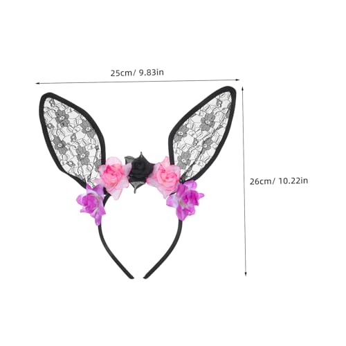 PACKOVE Halloween Haarreif Damen mit Schwarzen Spitzen Hasenohren und Kleinen Blumen Leichtes Halloween Headband für Kostüm Of The Dead Wiederverwendbares Accessoire von PACKOVE
