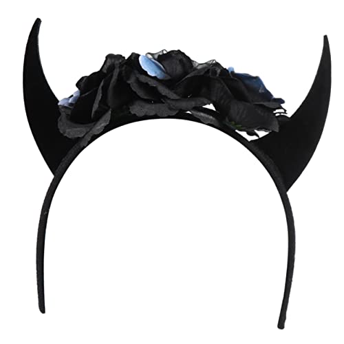 PACKOVE Halloween Haarreif mit Hörnern und Rosen Schwarzes Robustes Party Accessoire für Damen Leichtes Stirnband für Halloween und Cosplay Feiern PACKOVE Halloween Haarreif mit Hörnern und Rosen Schwarzes Robustes Party Accessoire für Damen Leichtes Stirnband für Halloween und Cosplay Feiern von PACKOVE