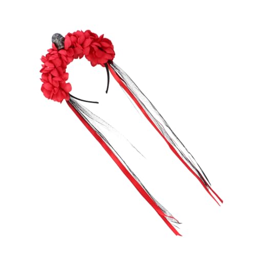 PACKOVE Halloween Haarschmuck Damen Rotes Rosen Blumenhaarband Simulation für Party Kostümfest von PACKOVE