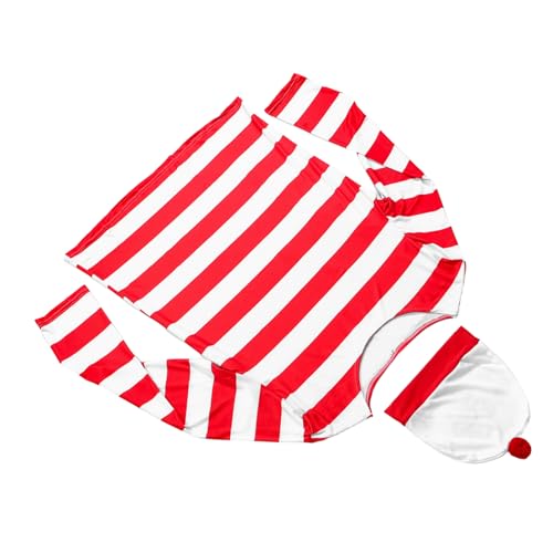PACKOVE Halloween Kostüm Gestreiftes Rot Weißes Shirt mit Passender Mütze Langlebiges Cosplay Outfit für Damen und Herren Bequemes Verkleidungskostüm für Halloween Party PACKOVE Halloween Kostüm Gestreiftes Rot Weißes Shirt mit Passender Mütze Langlebiges Cosplay Outfit für Damen und Herren Bequemes Verkleidungskostüm für Halloween Party von PACKOVE
