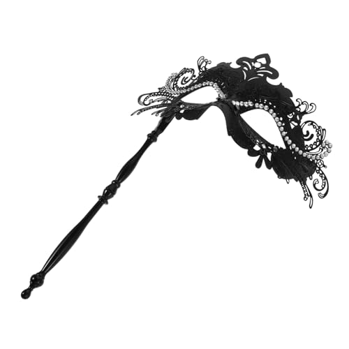 PACKOVE Handmaske mit Stab Schwarze Venezianische Party Maske mit Funkelnden Strasssteinen Vintage Kostüm Accessoire für Damen für Maskenball Halloween und Cosplay PACKOVE Handmaske mit Stab Schwarze Venezianische Party Maske mit Funkelnden Strasssteinen Vintage Kostüm Accessoire für Damen für Maskenball Halloween und Cosplay von PACKOVE