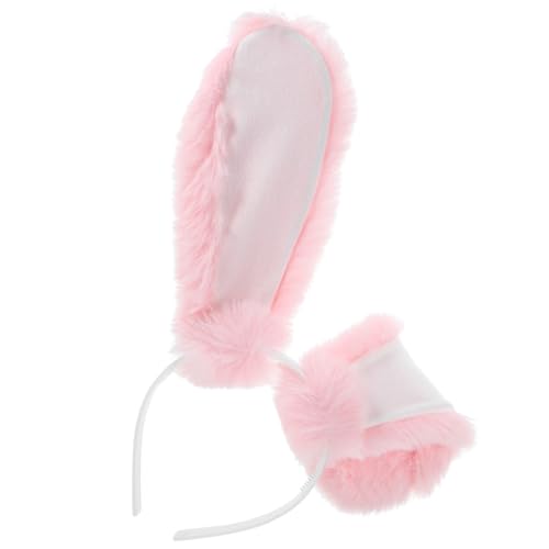 PACKOVE Hasenohr Stirnband Hasen-accessoires Ohren Kaninchen-cosplay-stütze Hasenohr Cosplay Stirnband Rot Schlüssel Party-kaninchen-haarreifen Kind Plüsch Stoff Rosa von PACKOVE