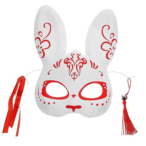 PACKOVE Hasenohren Fuchsmaske Fuchs mit Quasten japanische Kitsunes-Maske Tier weibliche Maske kreative Maske Hasen Ohren Kimono schmücken Kleidung bilden Plastik von PACKOVE