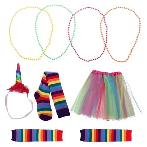 PACKOVE Jahre Kostüm Damen Fancy Dress Accessoires Tüllkleid Kopfband Handschuhe Strümpfe Party Karneval Retro Outfit Zubehör Teilig Atmungsaktiv Waschbar von PACKOVE