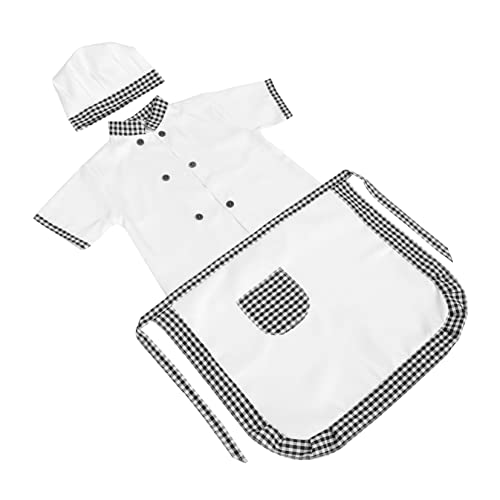 PACKOVE Kochschürze mit Taschen Lustiges Rollenspiel Kostüm für Kleinkinder Kurzärmeliges Graues Karomuster Schutz für Kleidung Beim Backen und Basteln für Kleine und Backspiele von PACKOVE