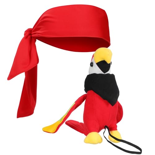 PACKOVE Leichtes Piratenkostüm mit Realistischem Plüschpapagei und Bandana Bequemes Kostümzubehör für Halloween Party und Karneval Schal für von PACKOVE