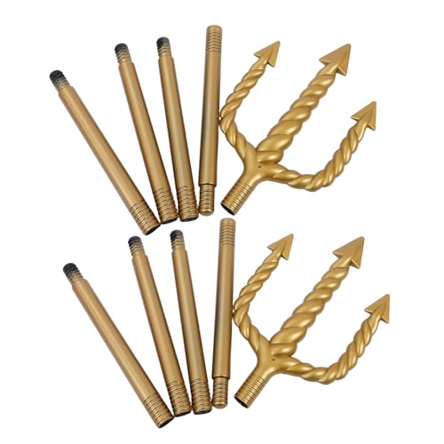 PACKOVE Luxuriöser Goldener Trident Kostüm Requisite für Halloween Cosplay Bühnenauftritte und Meeresgott Themenpartys Klassisches Accessoire mit Komplexem Design Teiliger Langer Stab von PACKOVE