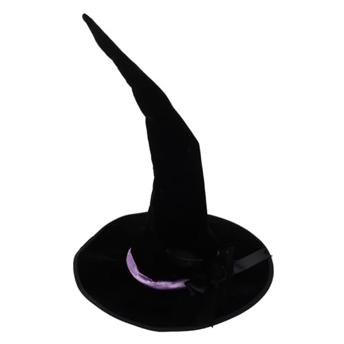 PACKOVE Luxuriöser Schwarzer Halloween Hexenhut aus Samtigem Material Spitz Zulaufender Zaubererhut für Damen und Herren Verstellbares Kostüm-accessoire für Halloween Karneval und PACKOVE Luxuriöser Schwarzer Halloween Hexenhut aus Samtigem Material Spitz Zulaufender Zaubererhut für Damen und Herren Verstellbares Kostüm-accessoire für Halloween Karneval und von PACKOVE