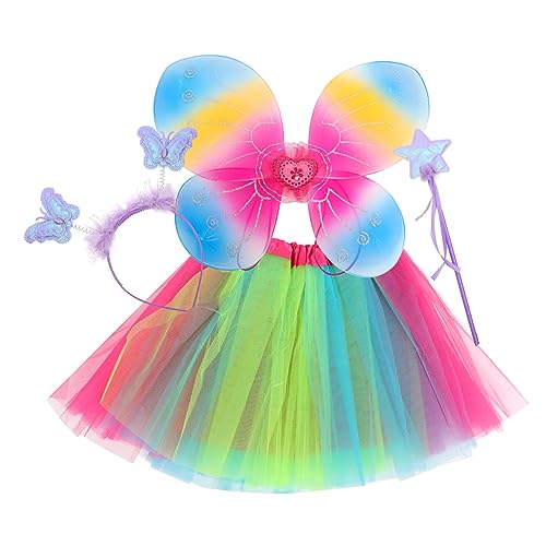 PACKOVE Mädchen Feenkostüm Set mit Schmetterlingsflügeln und Tüllrock für Halloween und Partys Bunte Kostüm Accessoires für Auftritte und Tägliches Tragen PACKOVE Mädchen Feenkostüm Set mit Schmetterlingsflügeln und Tüllrock für Halloween und Partys Bunte Kostüm Accessoires für Auftritte und Tägliches Tragen von PACKOVE