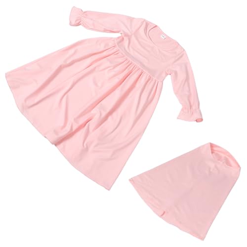 PACKOVE Muslimisches Kleid Für Mädchen Mit Langen Ärmeln Gebetsrüschen Für Junge Mädchen Und Kleinkinder Muslimische Kleidung Mit Hijab Für Neugeborene Volltonfarbe Für Ramadan von PACKOVE