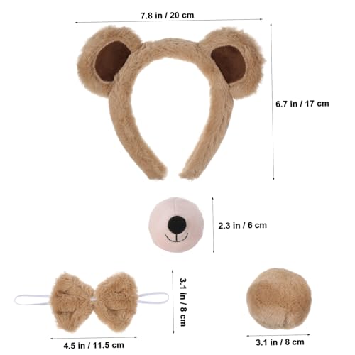 PACKOVE Niedliches Bärenkostüm mit Elastischem Stirnband Verstellbarer Bärennase und Schleife Flauschiges Tierkostüm Zubehör für Halloween Cosplay und Themenpartys und Vielseitig von PACKOVE