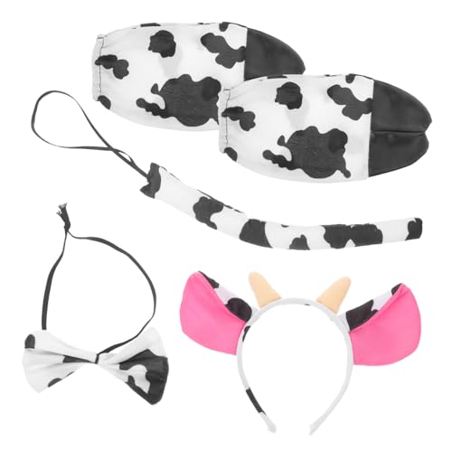 PACKOVE Niedliches Kuhkostüm Set Animal Hairbands Stirnband mit Kuhohren und Fliege für Halloween Karneval Party Cosplay Zubehör von PACKOVE