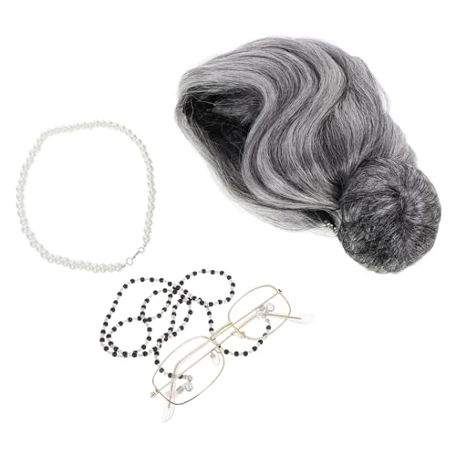 PACKOVE Old Lady Kostüm Set Mit Perücke Brille Und Perlenkette Für Halloween Und Komplettes Accessoire Für Großmutter-rollenspiel Und Bühnenauftritte PACKOVE Old Lady Kostüm Set Mit Perücke Brille Und Perlenkette Für Halloween Und Komplettes Accessoire Für Großmutter-rollenspiel Und Bühnenauftritte von PACKOVE