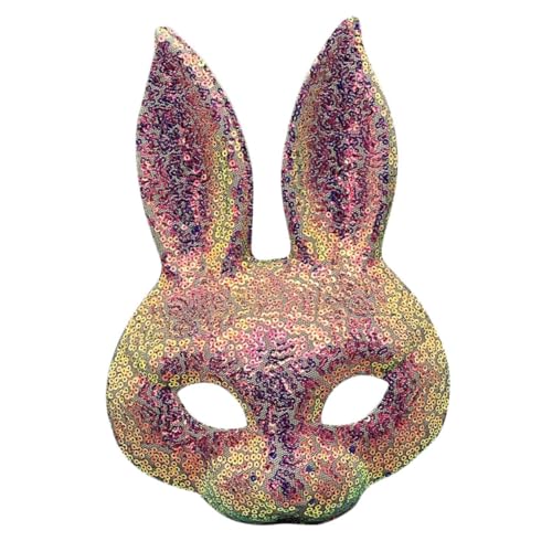 PACKOVE Pailletten Hasenmaske Halbes Gesicht Niedliche Tiermaske für Halloween Ostern Karneval Cosplay Party Kostüm Zubehör Cartoon Bunny Design Sicher und PACKOVE Pailletten Hasenmaske Halbes Gesicht Niedliche Tiermaske für Halloween Ostern Karneval Cosplay Party Kostüm Zubehör Cartoon Bunny Design Sicher und von PACKOVE