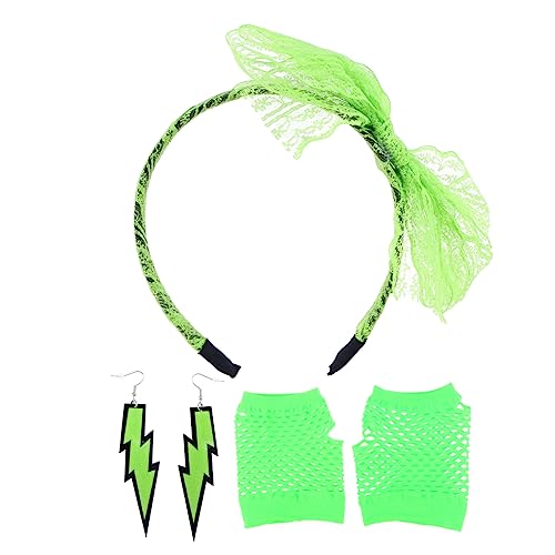 PACKOVE Partykostüme 80er Mädchen Schwarze Stirnbänder Für Frauen Spitzenstirnband Für Damen Frauenkostüm 80er Spitzenstirnband Damen 80er Outfit Cosplay-zubehör Kind Hängen Mesh-netzwerk von PACKOVE