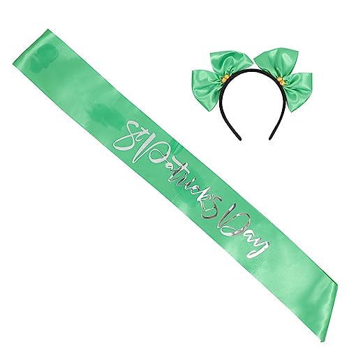 PACKOVE Patrick Day Haarreif Teilig Grüner Festtags Haarreifen mit Silbernem Buchstaben Etikettengurt Leichtes Bequemes Haaraccessoire für Erwachsene für Party Deko und Kostüm von PACKOVE