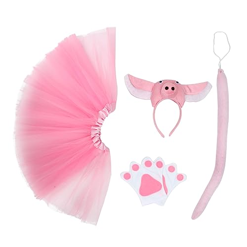 PACKOVE Pig Cosplay Kostüm Teilig mit Haarreif und Tüllrock Halloween Party Kleidung für Mädchen Bequemes Hochwertiges Performance Outfit für Festliche Anlässe von PACKOVE