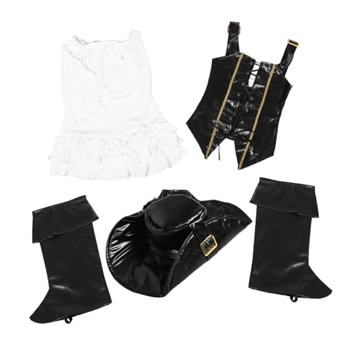 PACKOVE Piratenkostüm Mädchen Verstellbare Weste Atmungsaktiv Weiches Material Hut Top Rock Halloween Party Outfit für Kreative Rollenspiele von PACKOVE