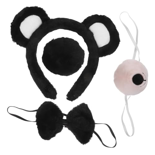 PACKOVE Plüsch Bären Kostüm Zubehör mit Ohren Stirnband Schleife Nase und Weiches Realistisches Bären Cosplay für Halloween Karneval und Themenpartys von PACKOVE