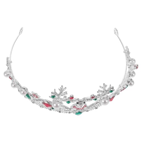PACKOVE Rhinestone Faux Pearl Weihnachtskrone aus Leichtem Legierungsmetall Stilvolles Rentiergeweih-diadem für Festliche Kostüme Vielseitiges Party-accessoire für Weihnachten Silvester von PACKOVE