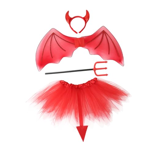 PACKOVE Rotes Teufel Kostüm mit Flügeln und Hörnern Halloween Cosplay Zubehör Teiliges für und Leicht für Party und Karneval von PACKOVE