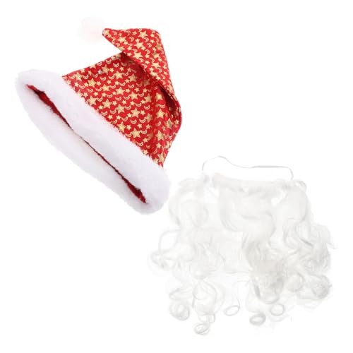 PACKOVE Santa Beard mit Mütze Realistisches Santa Claus Kostüm Zubehör Langlebigem Vliesstoff Bequemes Cosplay für und Jahresendveranstaltungen Erwachsene von PACKOVE