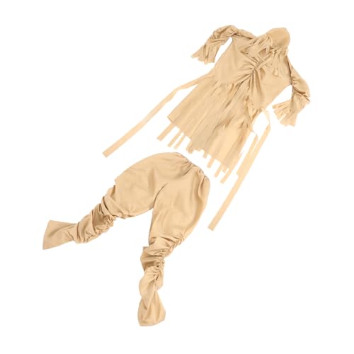 PACKOVE Scary Mummy Kostüm für Erwachsene Beige Polyester Grusel Halloween Party Masquerade Performance Outfit mit Elastischer Hose und Abnehmbarer Kapuze Unisex Einheitsgröße von PACKOVE