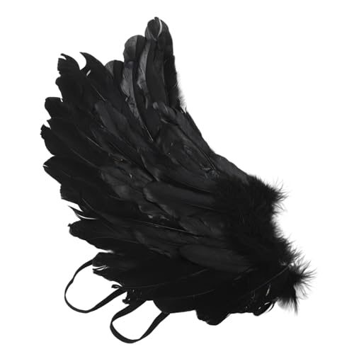 PACKOVE Schwarze Engelsflügel Kostüm Requisite Leichte Federflügel Dekoration für Damen für Halloween Karneval Cosplay Bühnenauftritt und Fotorequisit von PACKOVE
