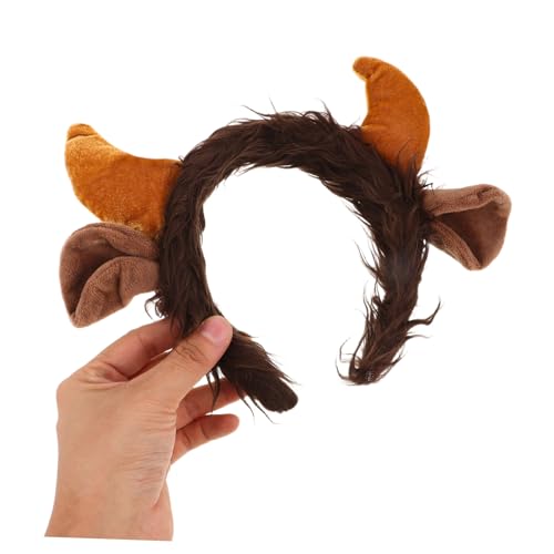 PACKOVE Schwarzes Kuhkostüm Stirnband mit Realistischen Stierhörnern und Ohren Inklusive Tierisches Cosplay Zubehör für Halloween Weihnachten und Themenpartys von PACKOVE