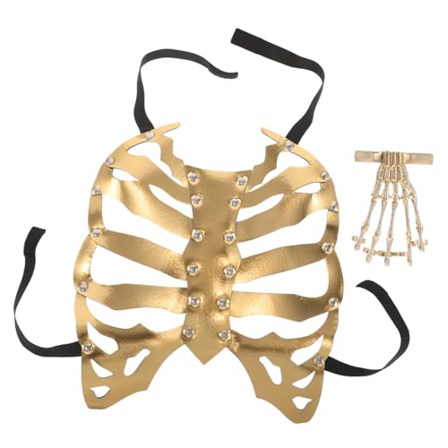 PACKOVE Skelett Armband Brustfolie Handknochen Armband Totenkopf Handarmband Halloween Skelett Brustkorb Dekor Herren Metall Für Damen von PACKOVE
