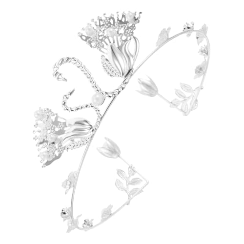 PACKOVE Tiara Deko Silberkronen Für Blumensträuße Tortenaufsatz Mit Blumen Mini-kronen Perlenkronen Für Blumensträuße Blumen-cupcake-topper Nachkommen Kuchendeckel Silver Eisenblech von PACKOVE