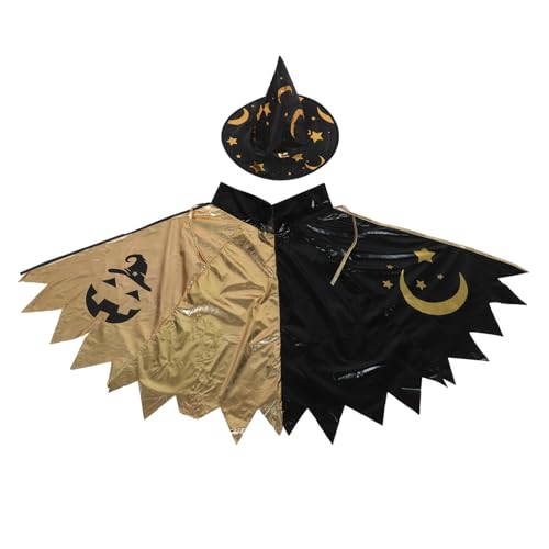 PACKOVE Umhang Set mit Sternenmotiv Atmungsaktiver Leichter Halloween Umhang und Faltbarer Hut Einfach Auszuziehen für Kostüm und Rollenspiele bei Geburtstags und Halloweenpartys PACKOVE Umhang Set mit Sternenmotiv Atmungsaktiver Leichter Halloween Umhang und Faltbarer Hut Einfach Auszuziehen für Kostüm und Rollenspiele bei Geburtstags und Halloweenpartys von PACKOVE