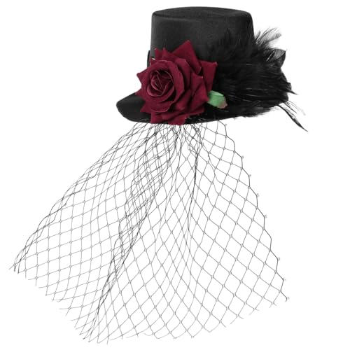 PACKOVE Vintage Stil Federrot Netz Hutmütze für Erwachsene Halloween Party Dekoration Eleganter Kopfschmuck Leichtes Satinmaterial für Feiern und Indoor Performance PACKOVE Vintage Stil Federrot Netz Hutmütze für Erwachsene Halloween Party Dekoration Eleganter Kopfschmuck Leichtes Satinmaterial für Feiern und Indoor Performance von PACKOVE