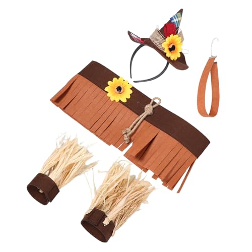 PACKOVE Vogelscheuchen-stirnband Vogelscheuche Kostümhut Strohsonnenhut Männer Vogelscheuchenhüte Zum Basteln Halloween-strohhüte Herren Strohhut Vogelscheuche-stroh-kit Gefühlt von PACKOVE