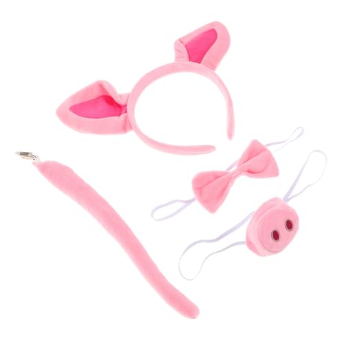 PACKOVE Weiches Rosa Schwein Haarband Set mit Ohren Nase und Fliege Bequemes Tierkostüm Zubehör für Halloween Spa tage und Karneval Leicht und Praktisch für Damen von PACKOVE