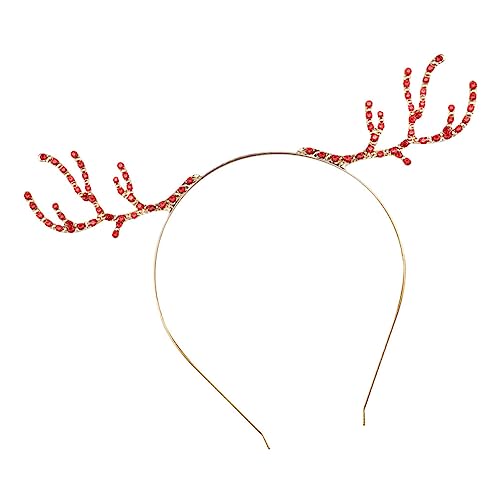 PACKOVE Weihnachtlicher Rentier Haarreif mit Funkelnden Strasssteinen Verstellbares Geweih Kopfschmuck Accessoire aus Langlebiger Legierung für Festliche Familienfeiern und Partys von PACKOVE