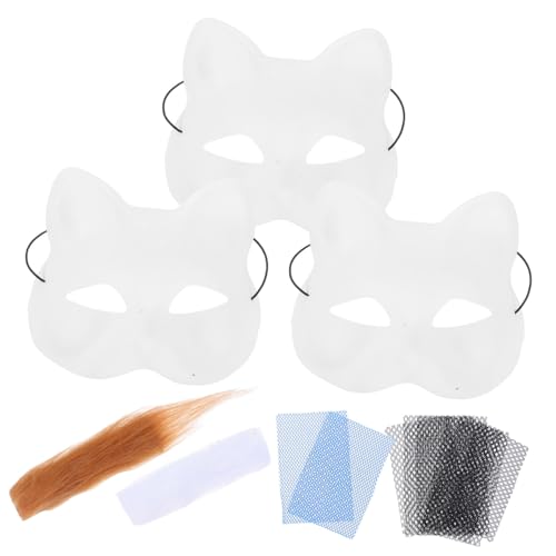 PACKOVE Weiße Katzenmaske mit Weichem Plüsch Klebedesign Robustem PVC DIY Handbemalt für Kostümparty und Tier Cosplay Anpassbar und Tragbar PACKOVE Weiße Katzenmaske mit Weichem Plüsch Klebedesign Robustem PVC DIY Handbemalt für Kostümparty und Tier Cosplay Anpassbar und Tragbar von PACKOVE