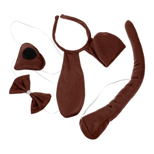 PACKOVE Welpen Kostüm Set Teilig mit Weichem Hundekopfschmuck Braunes Stirnband Schleife Falsche Nase und Geeignet für Mädchen Karneval Party Bühnenauftritte von PACKOVE