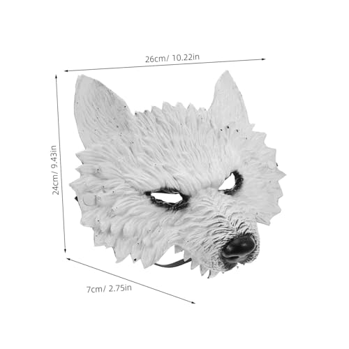 PACKOVE Wolf Maske PU Material Realistisches Tierkostüm Halloween Masquerade Karneval Party Cosplay Accessoire Weiß mit Effekt für Erwachsene Flexible Größe von PACKOVE