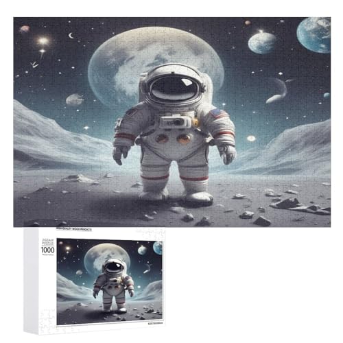 Astronaut Holzpuzzle 1000 Teile, Knobelspiele Für Erwachsene, Teenager, Puzzles Unmögliche - Kinder Puzzle Zimmer Deko （75×50cm） von PACUM