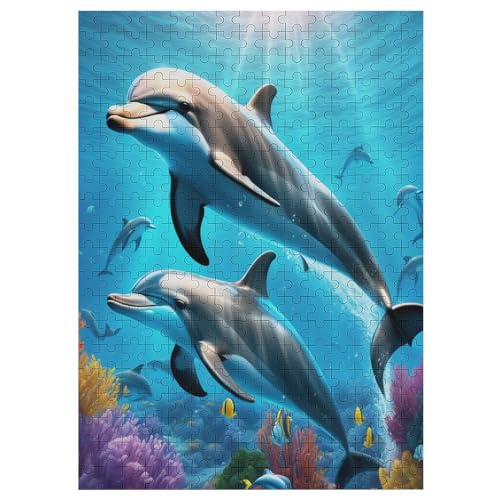 Delfin – Puzzle 300 Teile, Holzpuzzle, Herausforderndes Geschicklichkeitsspiel Für Die Ganze Familie, Kinder Erwachsenenpuzzle Ab 12 Jahren （42×30cm） von PACUM