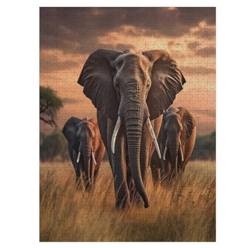 Elefants Holzpuzzle 500 Teile, Knobelspiele Für Erwachsene, Teenager, Puzzles Unmögliche - Kinder Puzzle Zimmer Deko （55×41cm） von PACUM